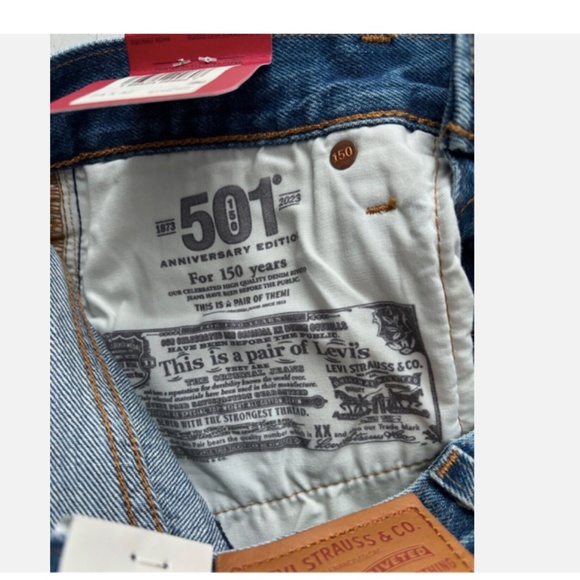 Levi's Womens Nwt 150th 501 Straight 125010424 Distressed Selvedge Jeans 24 x 32 - Picture 7 of 8